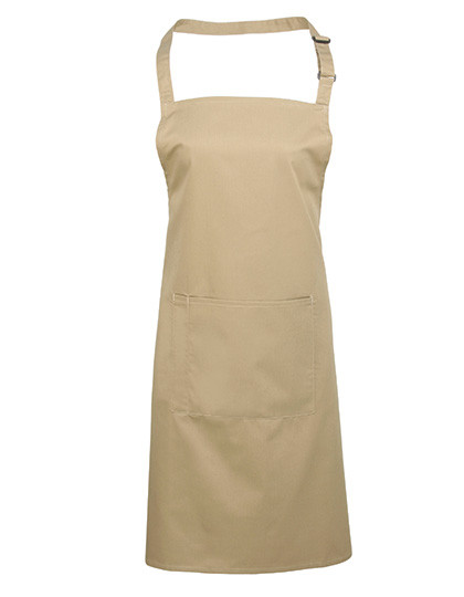 Premier Workwear Colours Collection Bib Apron With Pocket Khaki (ca. Pantone 7503C)