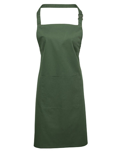 Premier Workwear Colours Collection Bib Apron With Pocket Moss Green (ca. Pantone 2410C)