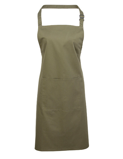 Premier Workwear Colours Collection Bib Apron With Pocket Olive (ca. Pantone 378C)