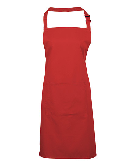 Premier Workwear Colours Collection Bib Apron With Pocket Red (ca. Pantone 200C)