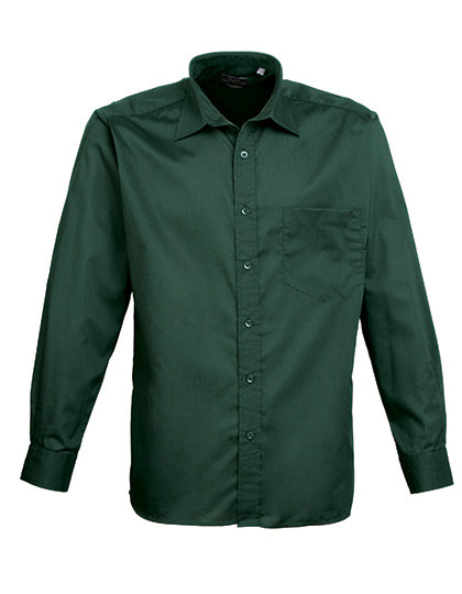 Premier Workwear Men´s Poplin Long Sleeve Shirt Bottle Green