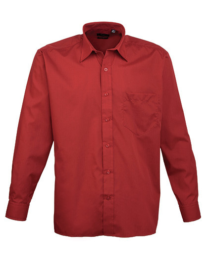 Premier Workwear Men´s Poplin Long Sleeve Shirt Burgundy