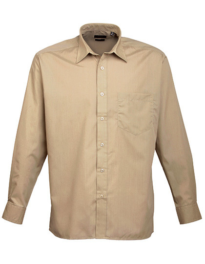 Premier Workwear Men´s Poplin Long Sleeve Shirt Khaki
