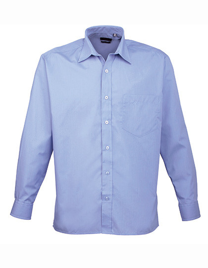 Premier Workwear Men´s Poplin Long Sleeve Shirt Mid Blue (ca. Pantone 2718C)