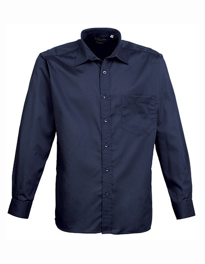 Premier Workwear Men´s Poplin Long Sleeve Shirt Navy (ca. Pantone 2378C)