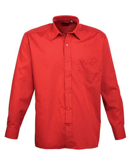 Premier Workwear Men´s Poplin Long Sleeve Shirt Red