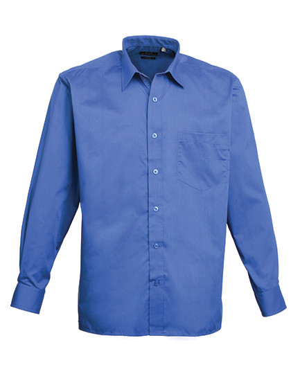 Premier Workwear Men´s Poplin Long Sleeve Shirt Royal (ca. Pantone 7686C)