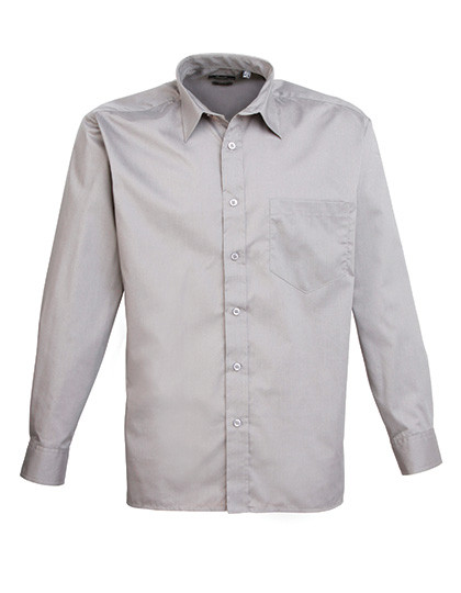 Premier Workwear Men´s Poplin Long Sleeve Shirt Silver (ca. Pantone Cool Gray 7C)