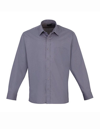 Premier Workwear Men´s Poplin Long Sleeve Shirt Steel (ca. Pantone Cool Grey 11C)