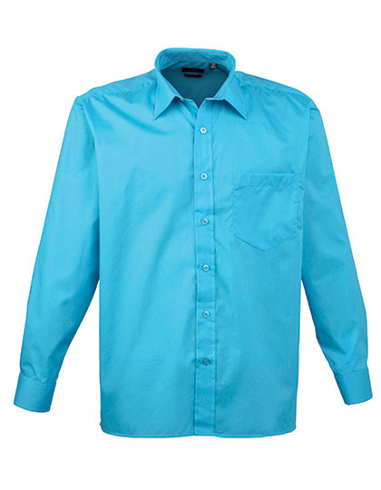 Premier Workwear Men´s Poplin Long Sleeve Shirt Turquoise (ca. Pantone 7703C)