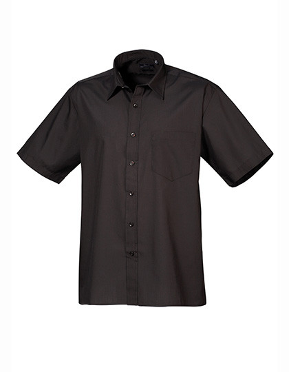 Premier Workwear Men´s Poplin Short Sleeve Shirt Black (ca. Pantone Black C)