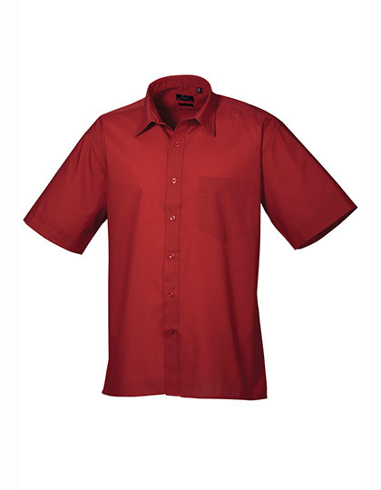 Premier Workwear Men´s Poplin Short Sleeve Shirt Burgundy