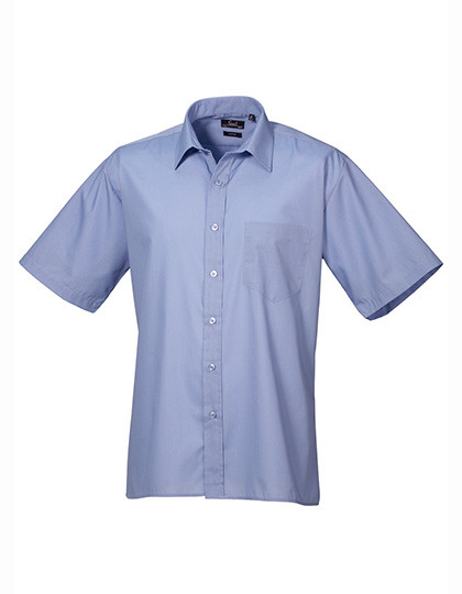 Premier Workwear Men´s Poplin Short Sleeve Shirt Mid Blue (ca. Pantone 2718C)