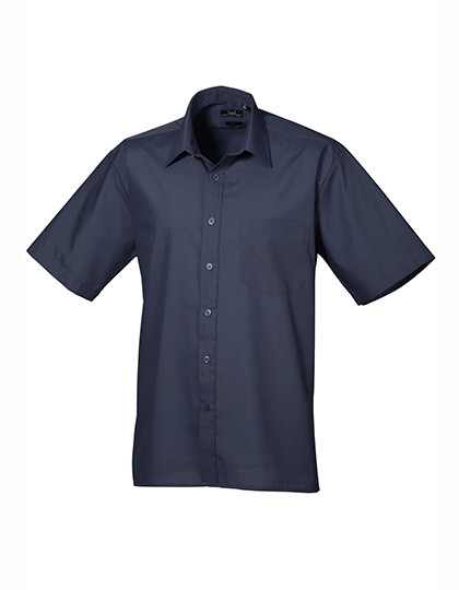 Premier Workwear Men´s Poplin Short Sleeve Shirt Navy (ca. Pantone 2378C)