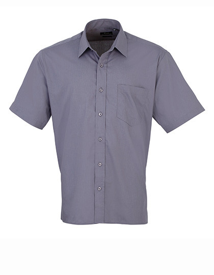 Premier Workwear Men´s Poplin Short Sleeve Shirt Steel (ca. Pantone Cool Grey 11C)