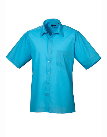 Premier Workwear Men´s Poplin Short Sleeve Shirt Turquoise (ca. Pantone 7703C)