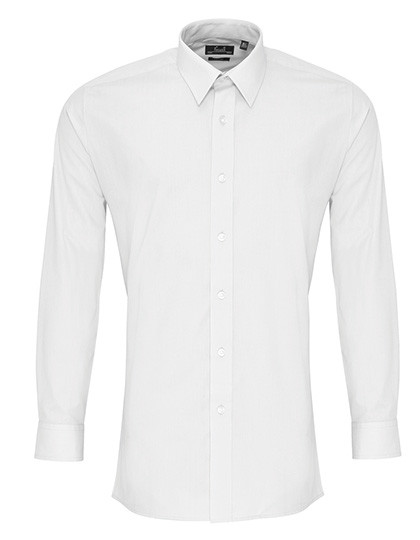 Premier Workwear Men´s Long Sleeve Fitted Poplin Shirt White
