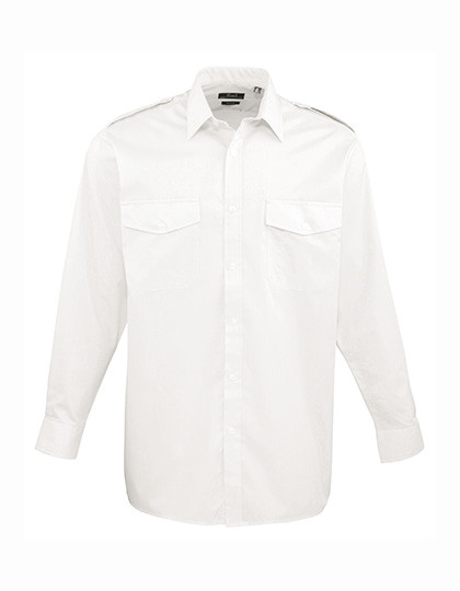 Premier Workwear Pilot Shirt Long Sleeve White