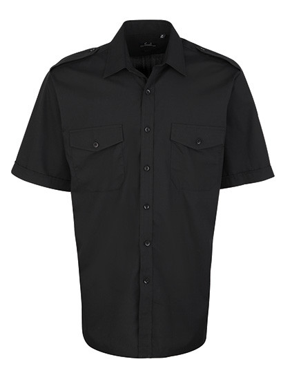Premier Workwear Pilot Shirt Short Sleeve Black