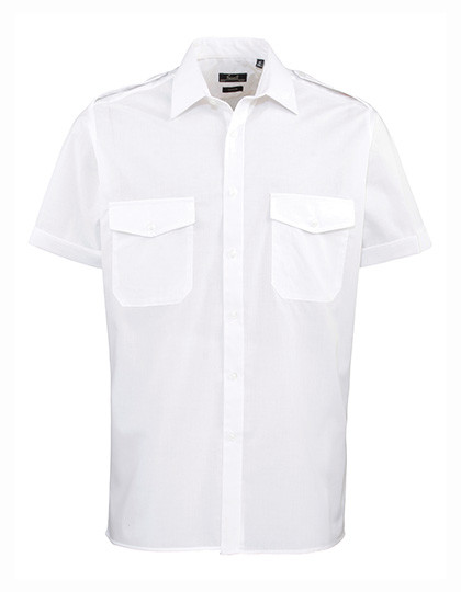 Premier Workwear Pilot Shirt Short Sleeve White