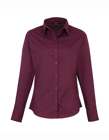 Premier Workwear Women´s Poplin Long Sleeve Blouse Aubergine