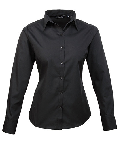 Premier Workwear Women´s Poplin Long Sleeve Blouse Black (ca. Pantone Black C)