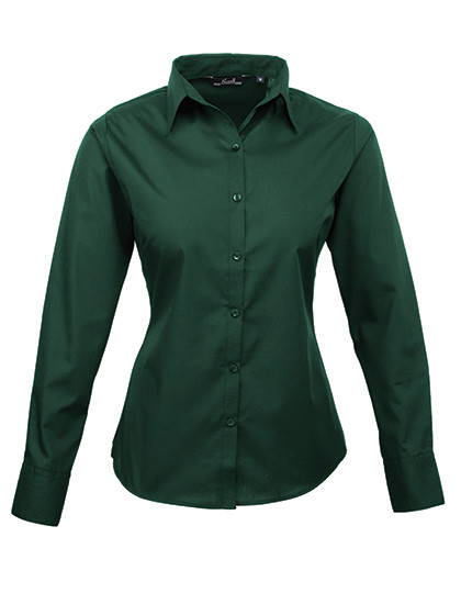 Premier Workwear Women´s Poplin Long Sleeve Blouse Bottle Green
