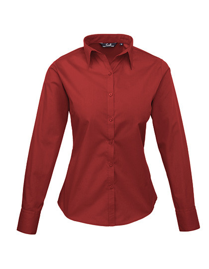Premier Workwear Women´s Poplin Long Sleeve Blouse Burgundy