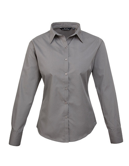Premier Workwear Women´s Poplin Long Sleeve Blouse Dark Grey