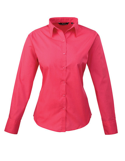 Premier Workwear Women´s Poplin Long Sleeve Blouse Hot Pink