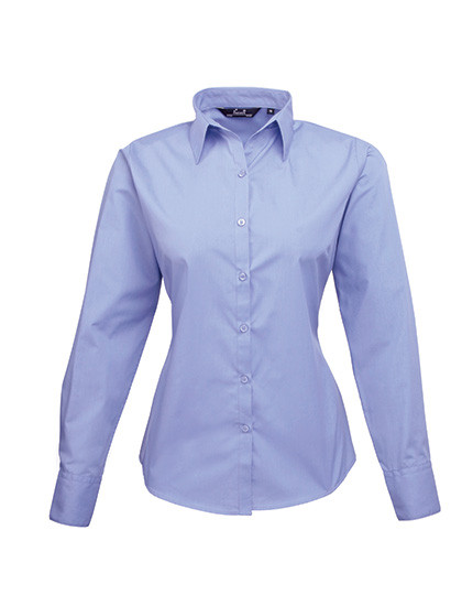 Premier Workwear Women´s Poplin Long Sleeve Blouse Mid Blue (ca. Pantone 2718C)