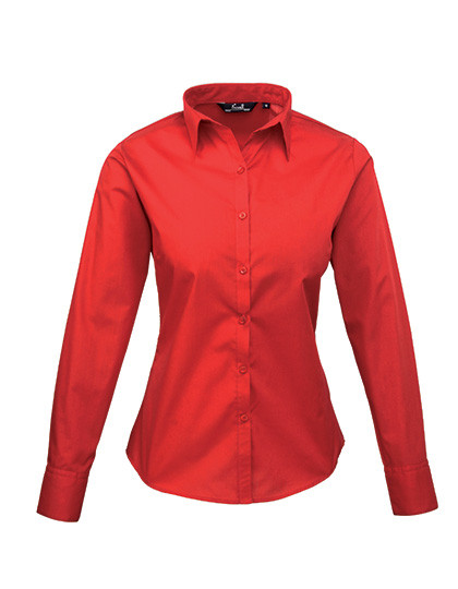 Premier Workwear Women´s Poplin Long Sleeve Blouse Red