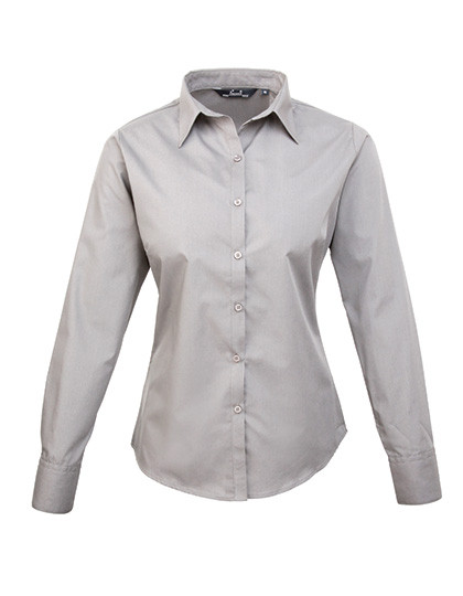 Premier Workwear Women´s Poplin Long Sleeve Blouse Silver (ca. Pantone Cool Gray 7C)