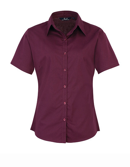 Premier Workwear Women´s Poplin Short Sleeve Blouse Aubergine