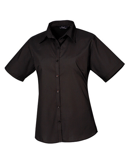 Premier Workwear Women´s Poplin Short Sleeve Blouse Black (ca. Pantone Black C)