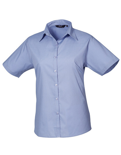Premier Workwear Women´s Poplin Short Sleeve Blouse Mid Blue (ca. Pantone 2718C)
