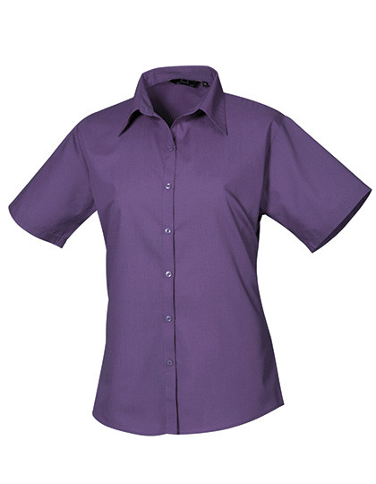 Premier Workwear Women´s Poplin Short Sleeve Blouse Purple