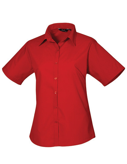 Premier Workwear Women´s Poplin Short Sleeve Blouse Red