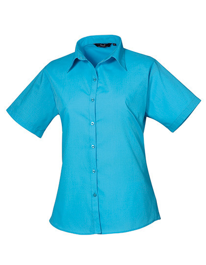 Premier Workwear Women´s Poplin Short Sleeve Blouse Turquoise (ca. Pantone 7703C)