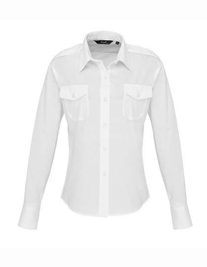 Premier Workwear Women´s Long Sleeve Pilot Shirt White