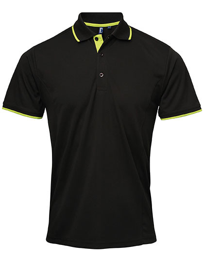 Premier Workwear Men´s Contrast Coolchecker® Polo Black (ca. Pantone Black C)