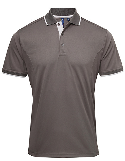 Premier Workwear Men´s Contrast Coolchecker® Polo Dark Grey (ca. Pantone 424C)