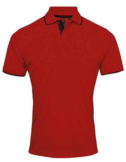Premier Workwear Men´s Contrast Coolchecker® Polo Red (ca. Pantone 200C)