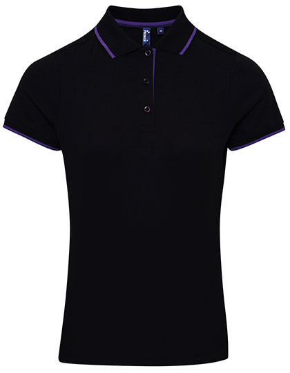 Premier Workwear Women´s Contrast Coolchecker® Polo Black (ca. Pantone Black C)