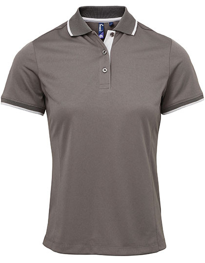 Premier Workwear Women´s Contrast Coolchecker® Polo Dark Grey (ca. Pantone 424C)
