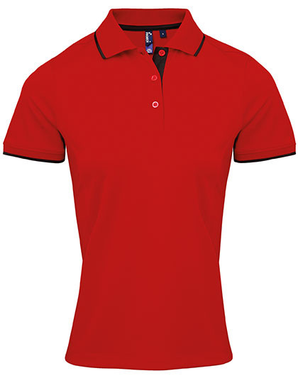 Premier Workwear Women´s Contrast Coolchecker® Polo Red (ca. Pantone 200C)