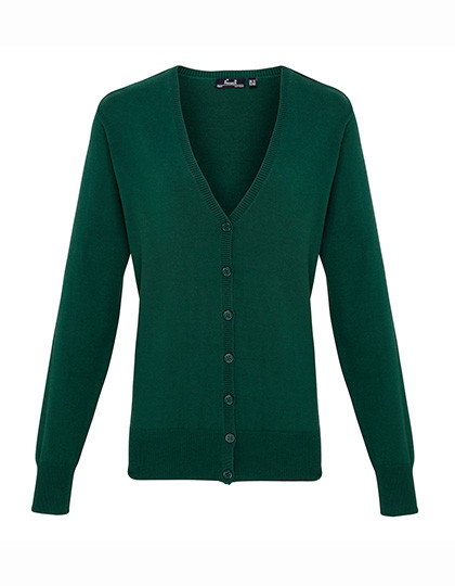 Premier Workwear Women´s Button Through Knitted Cardigan Bottle Green