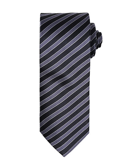 Premier Workwear Double Stripe Tie Black (ca. Pantone Black C)