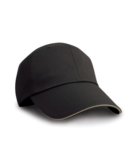 Result Headwear Herringbone Cap With Sandwich Peak Black