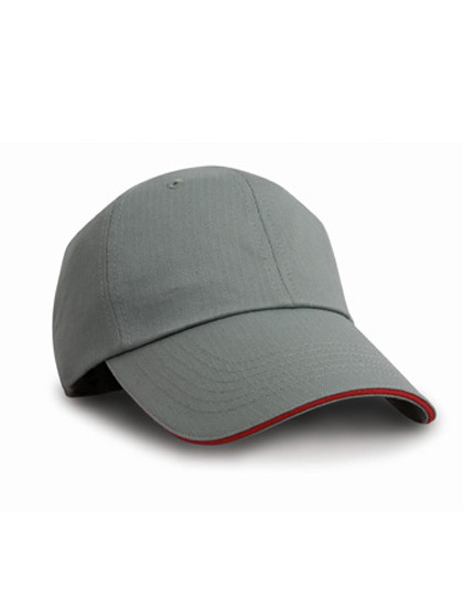 Result Headwear Herringbone Cap With Sandwich Peak Grey